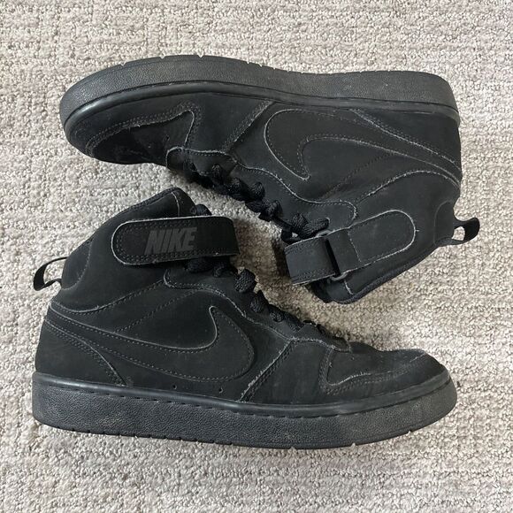 Nike Court Borough Mid Size 5.5 Y Black Unisex Shoes CW5867-001 Black Forces - Picture 1 of 9